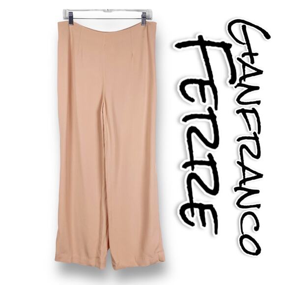 Gianfranco Ferre Forma Vintage Crepe Wide Leg Trouser Pants Peach Womens Size 10 - Picture 1 of 10